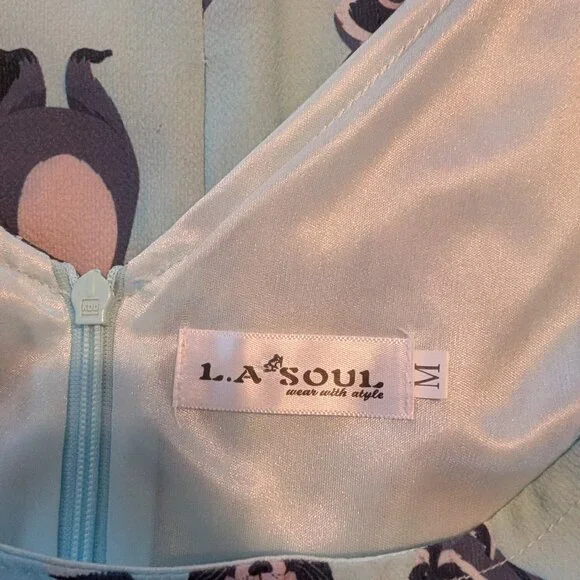 EUC LA Soul Fit & Flare Mini Dress in Trash Panda Print size Medium - Picture 4 of 10